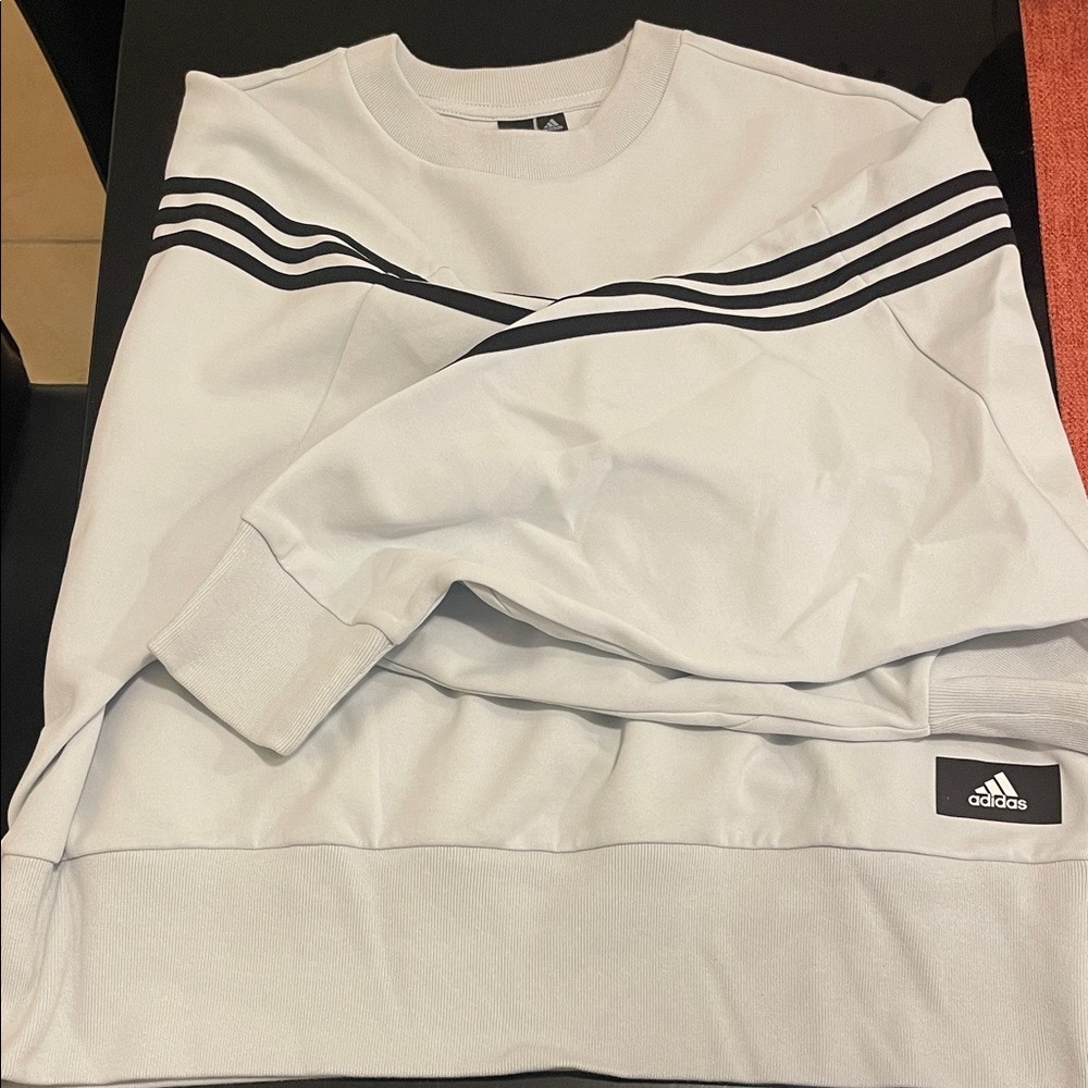 Adidas Light Blue Cropped Crewneck with Black Accents